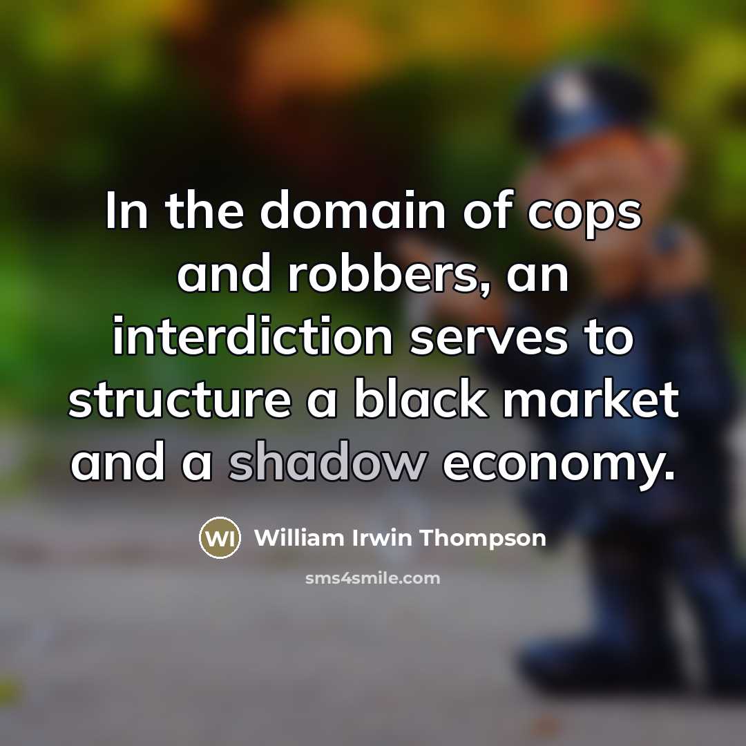 “In the domain of cops and robbers, an interdiction serves…” quote by William Irwin Thompson