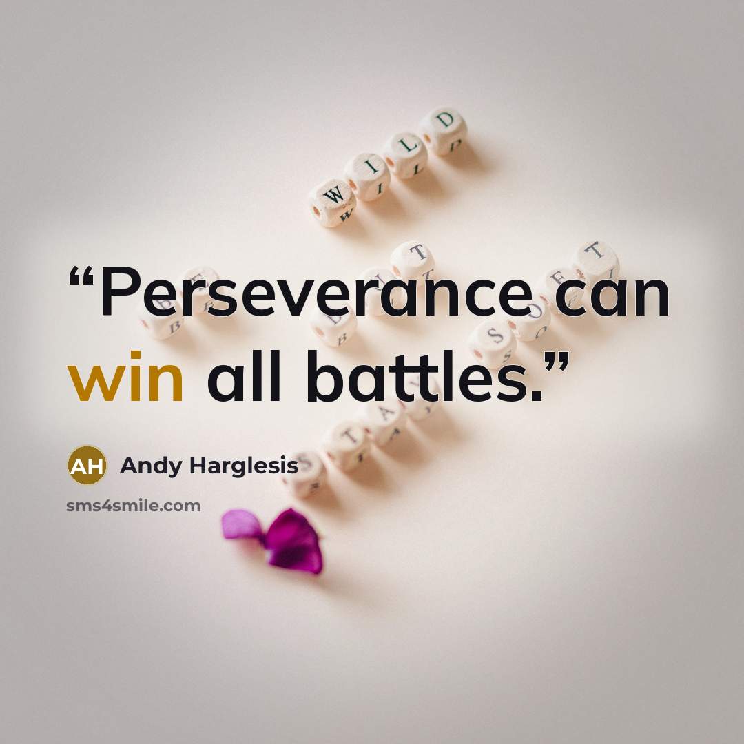 “Perseverance can win all battles.” quote by Andy Harglesis