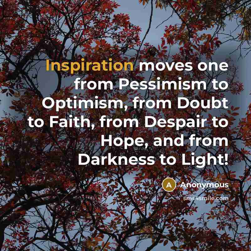 “Inspiration moves one from Pessimism to Optimism, from Doubt to…” quote by Anonymous
