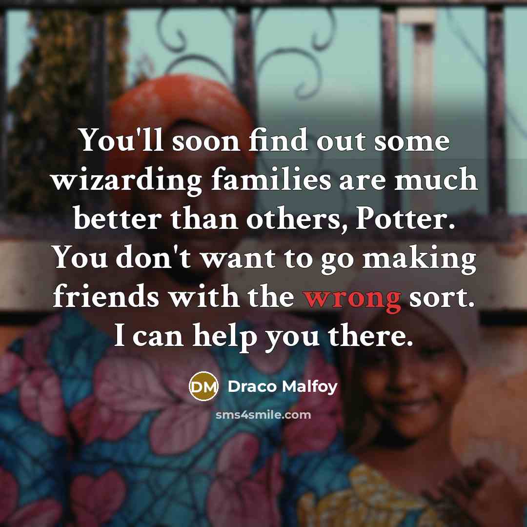 “You'll soon find out some wizarding families are much better…” quote by Draco Malfoy