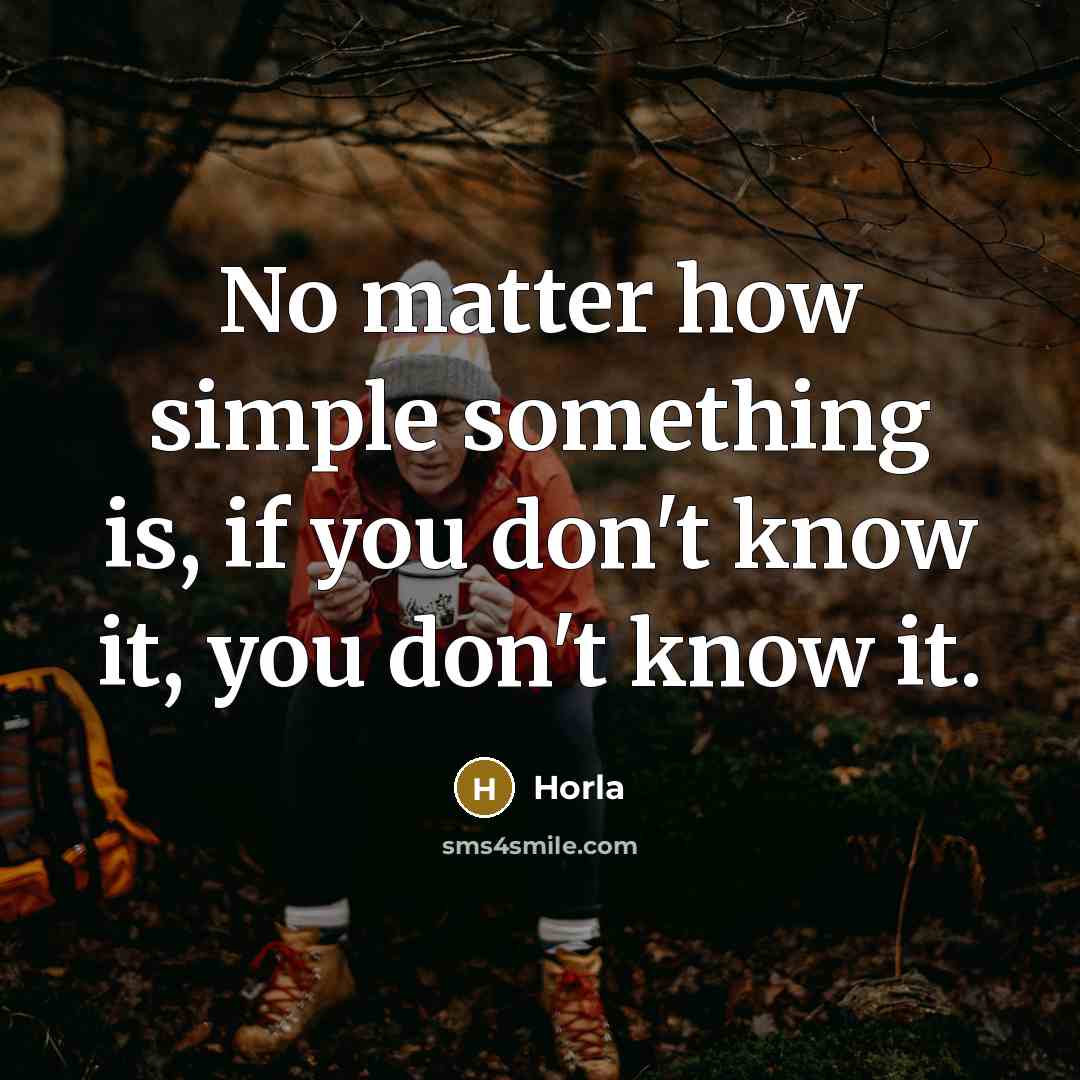 “No matter how simple something is, if you don't know it, you don't know it.” quote by Horla