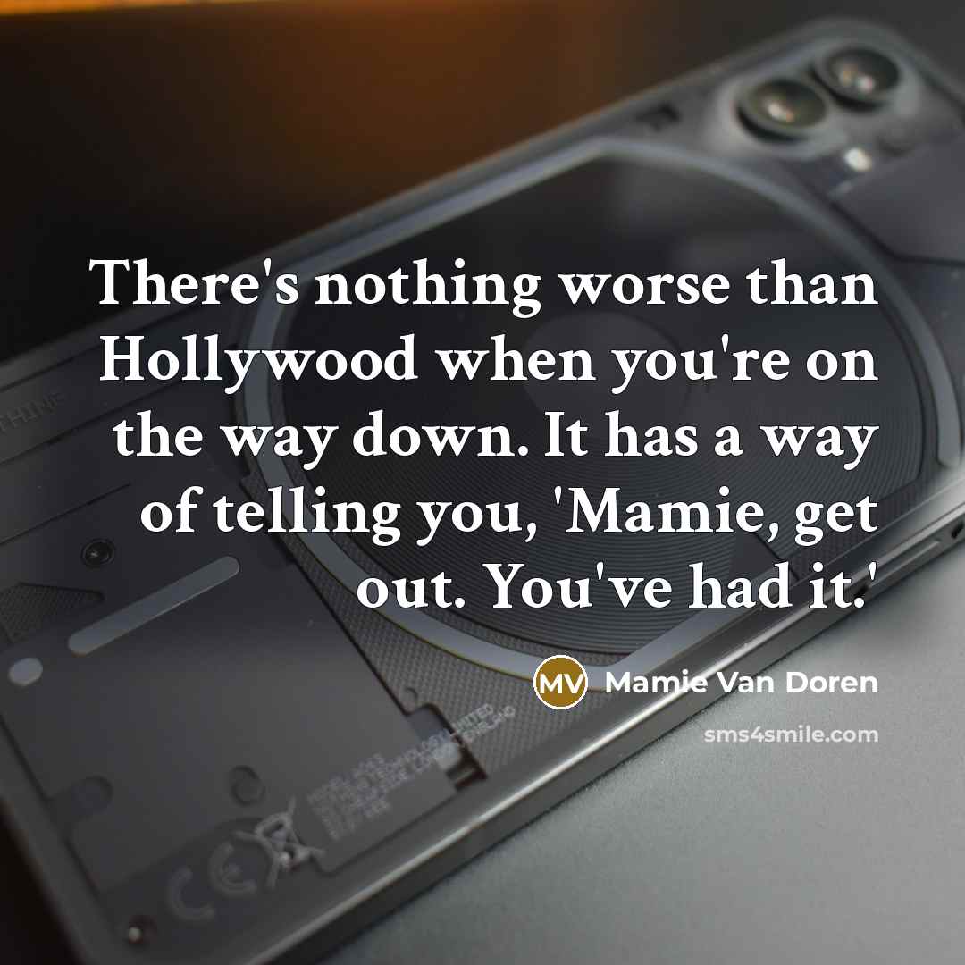 “There's nothing worse than Hollywood when you're on the way…” quote by Mamie Van Doren
