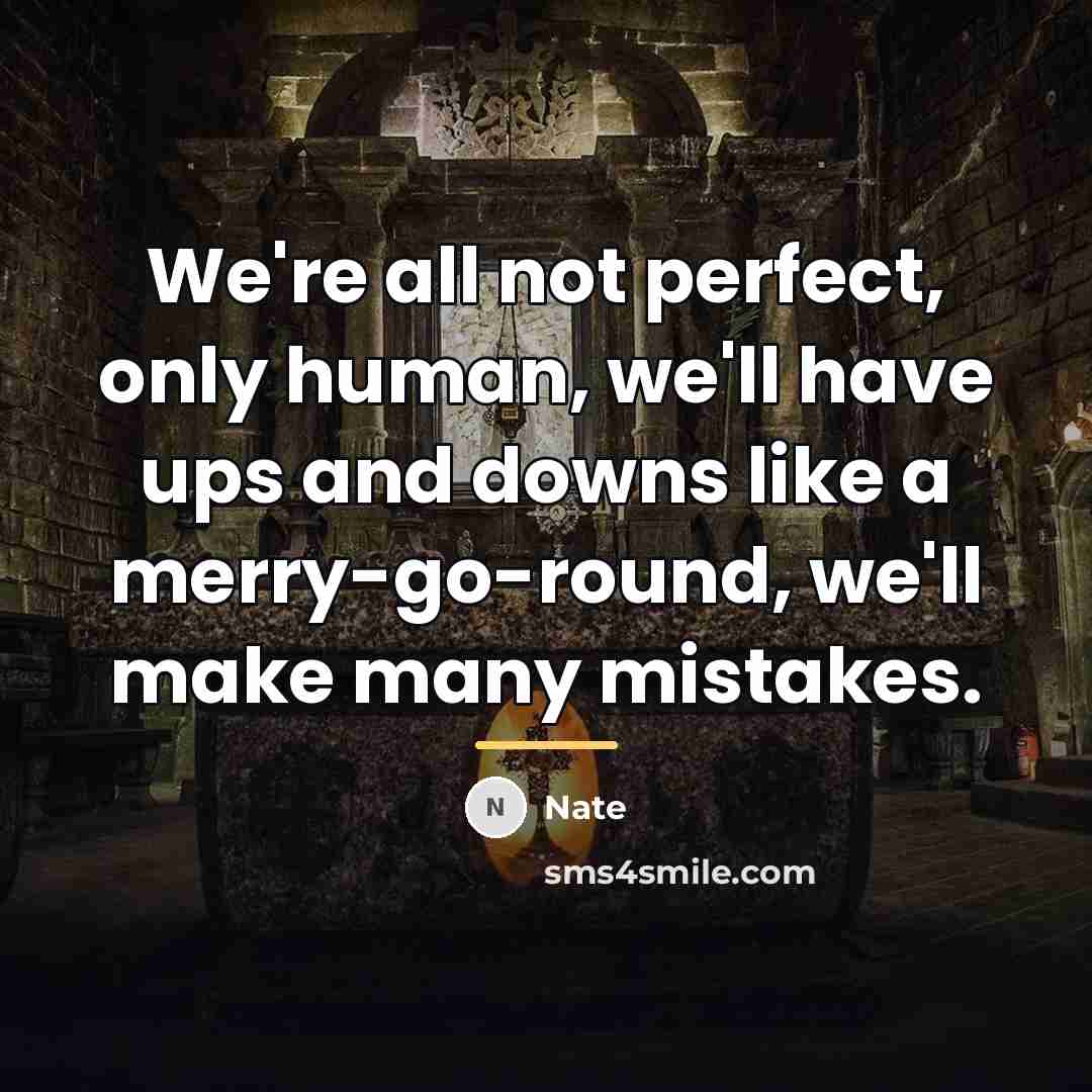 “We're all not perfect, only human, we'll have ups and…” quote by Nate