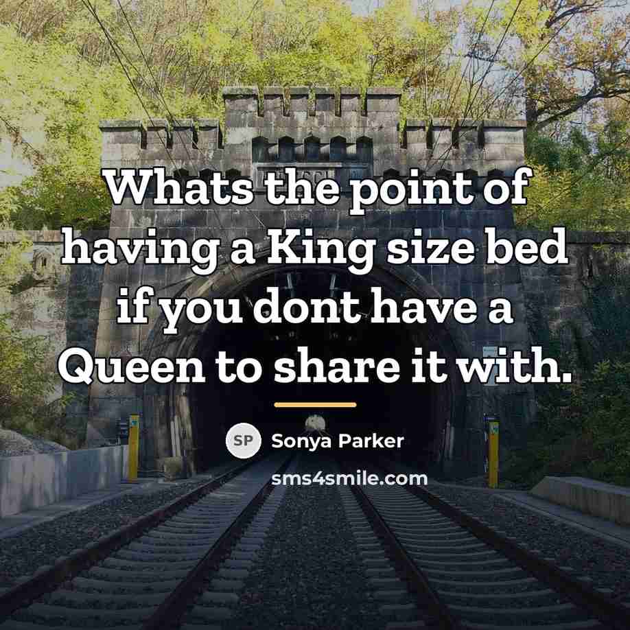 “Whats the point of having a King size bed if…” quote by Sonya Parker