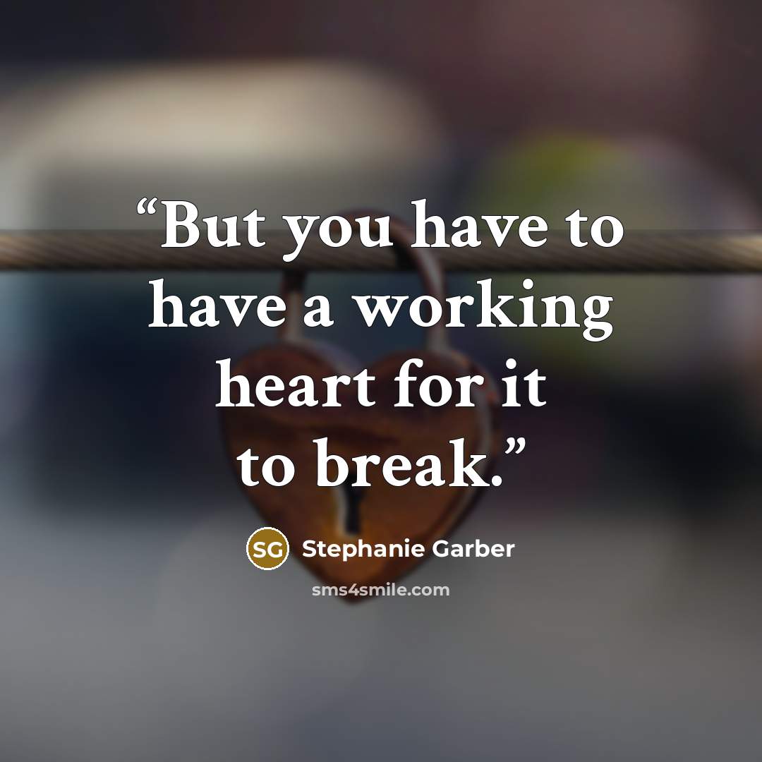 “But you have to have a working heart for it to break.” quote by Stephanie Garber
