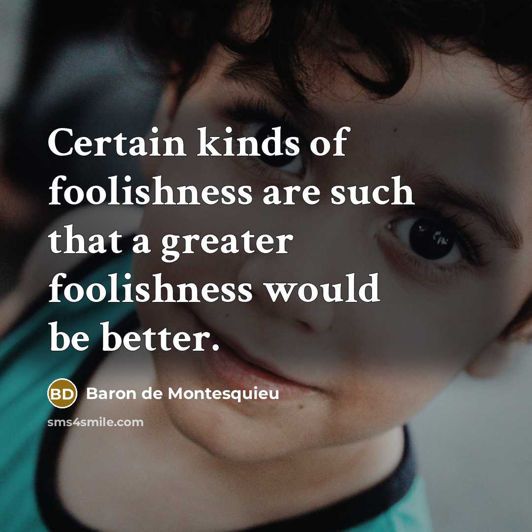 “Certain kinds of foolishness are such that a greater foolishness…” quote by Baron de Montesquieu