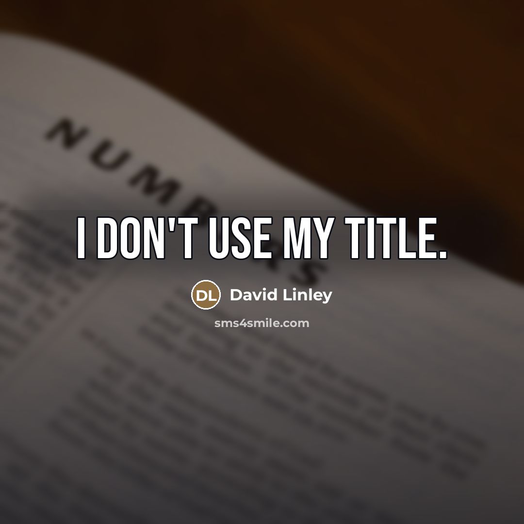“I don't use my title.…” quote by David Linley