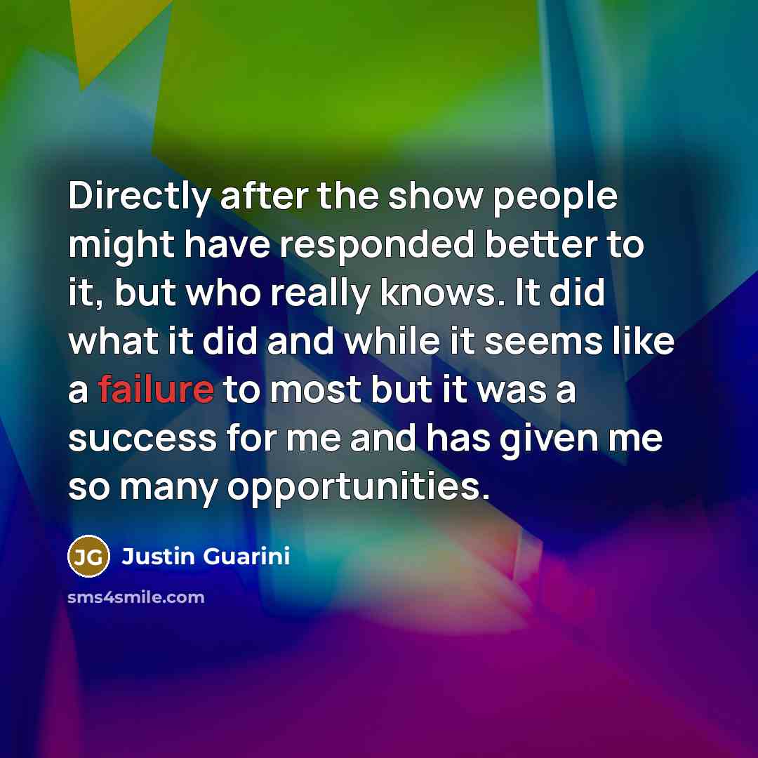 “Directly after the show people might have responded better to…” quote by Justin Guarini