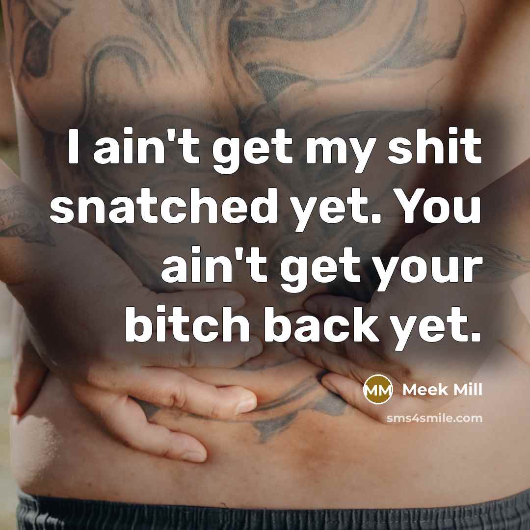 “I ain't get my shit snatched yet. You ain't get…” quote by Meek Mill