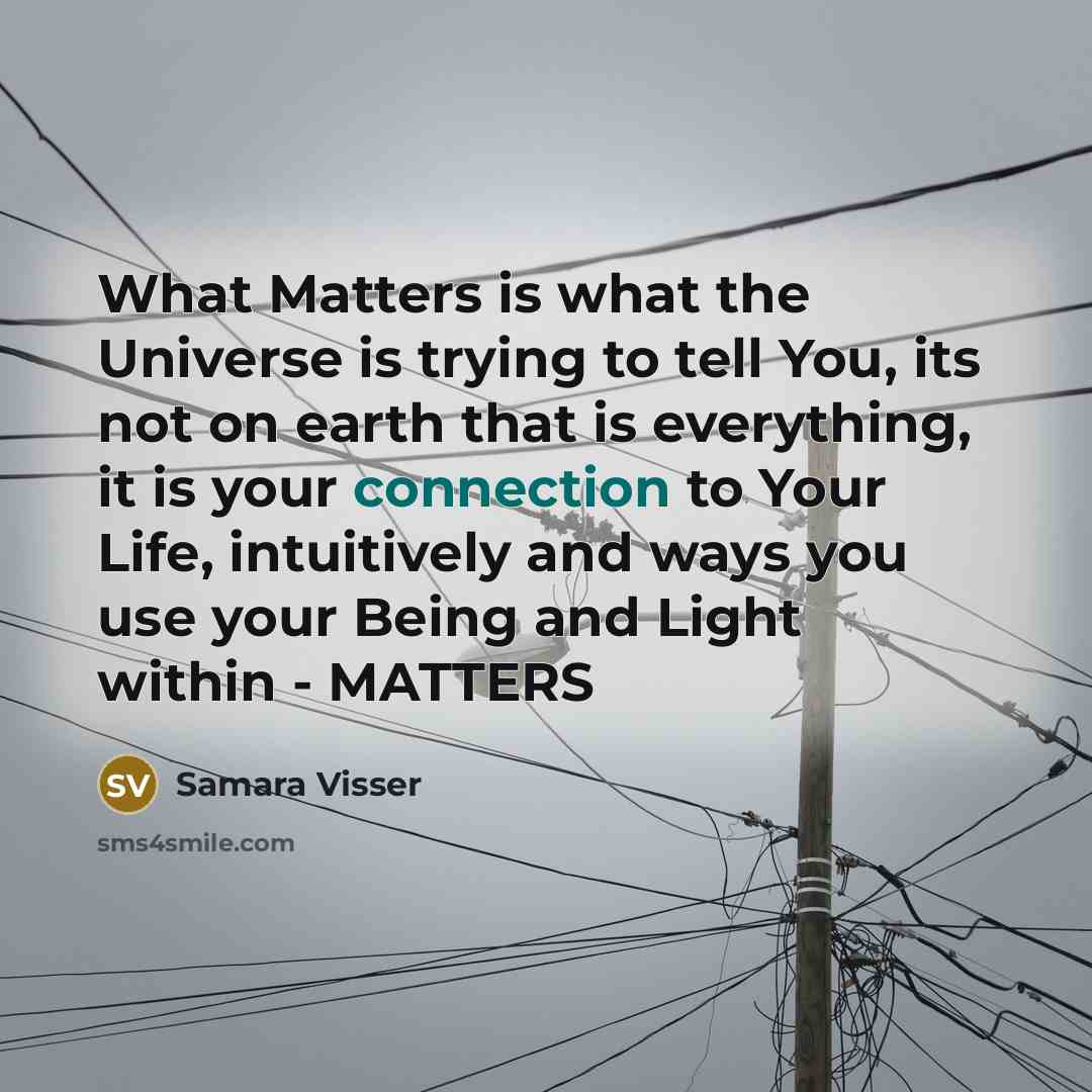 “What Matters is what the Universe is trying to tell…” quote by Samara Visser