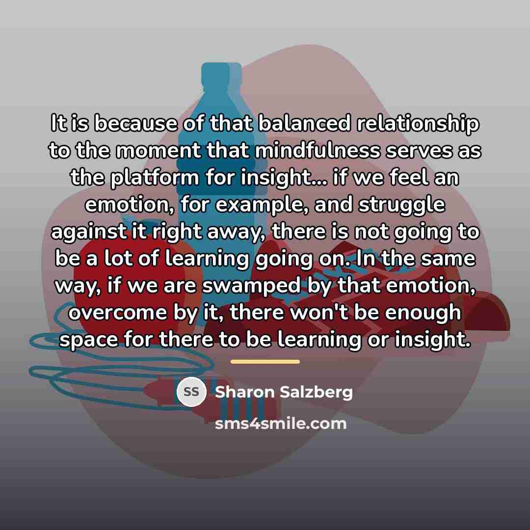 “It is because of that balanced relationship to the moment…” quote by Sharon Salzberg
