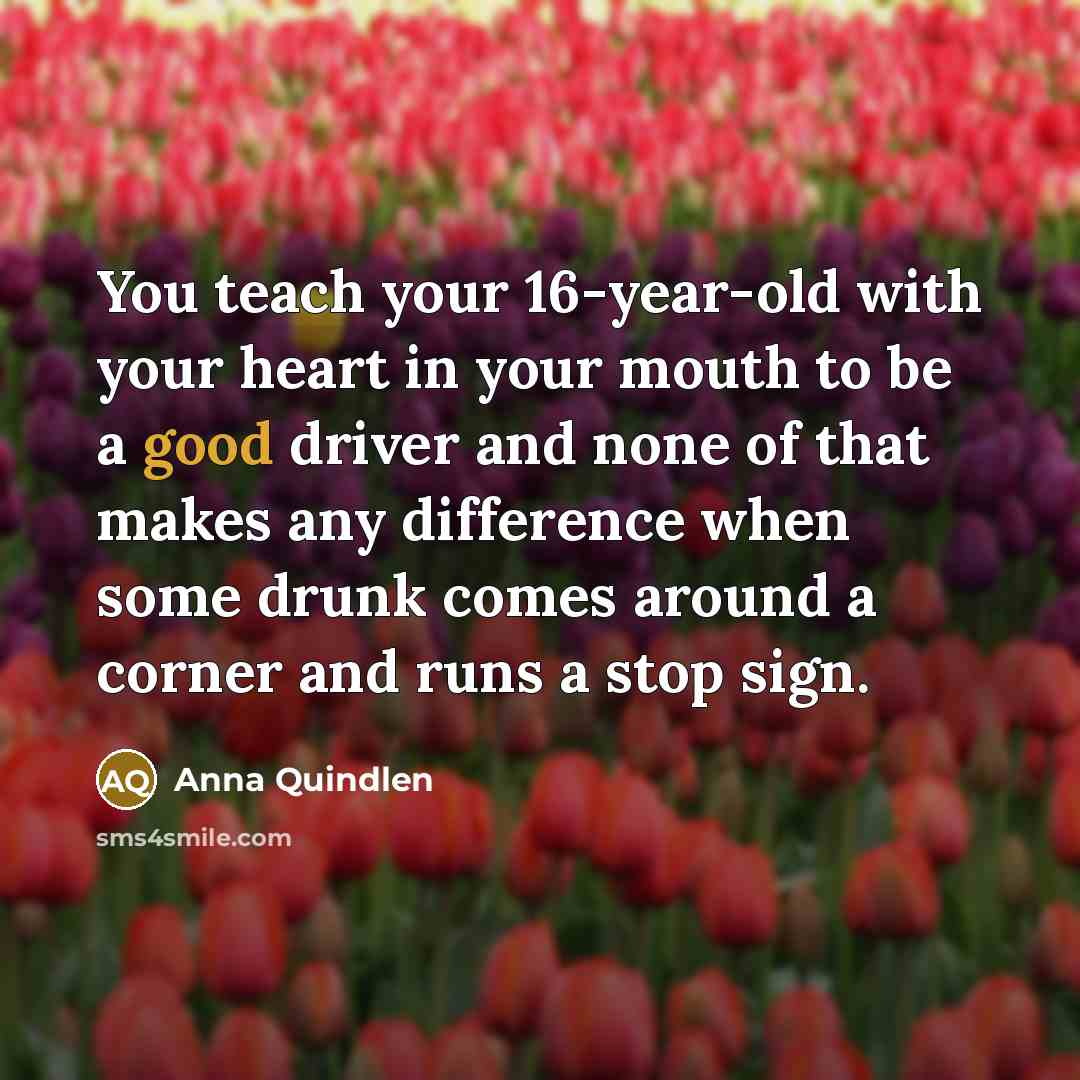 “You teach your 16-year-old with your heart in your mouth…” quote by Anna Quindlen