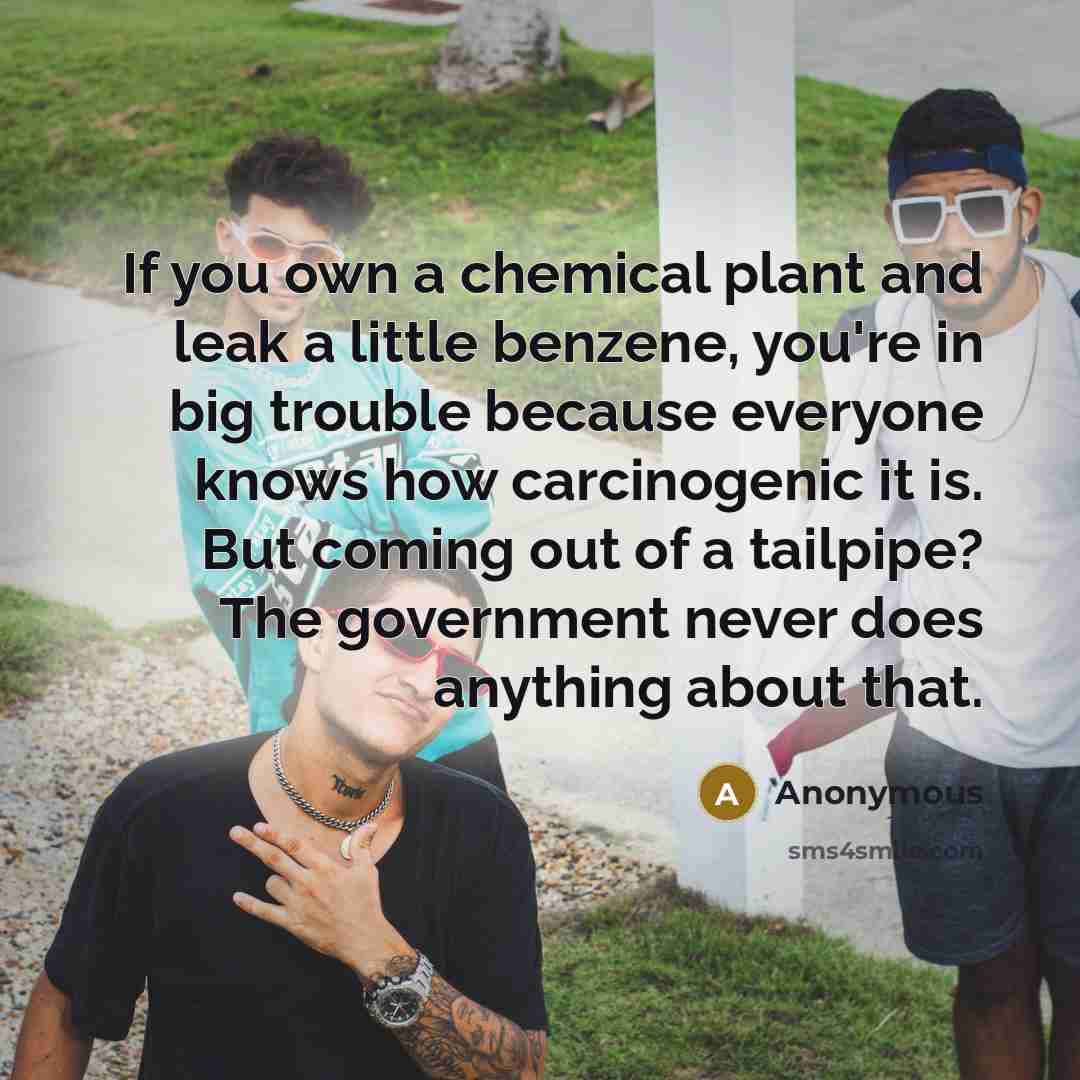 “If you own a chemical plant and leak a little…” quote by Anonymous