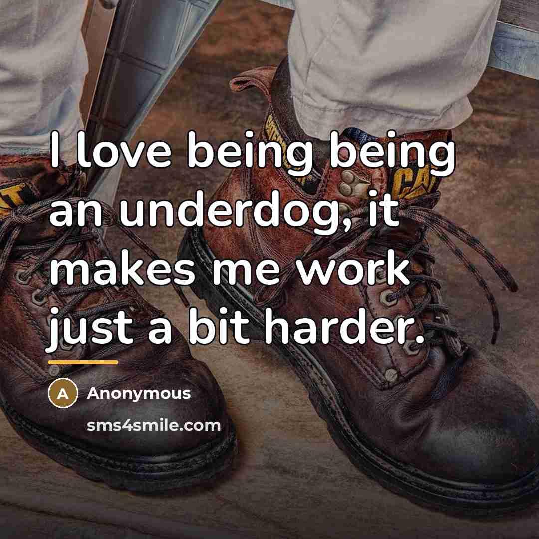“I love being being an underdog, it makes me work…” quote by Anonymous