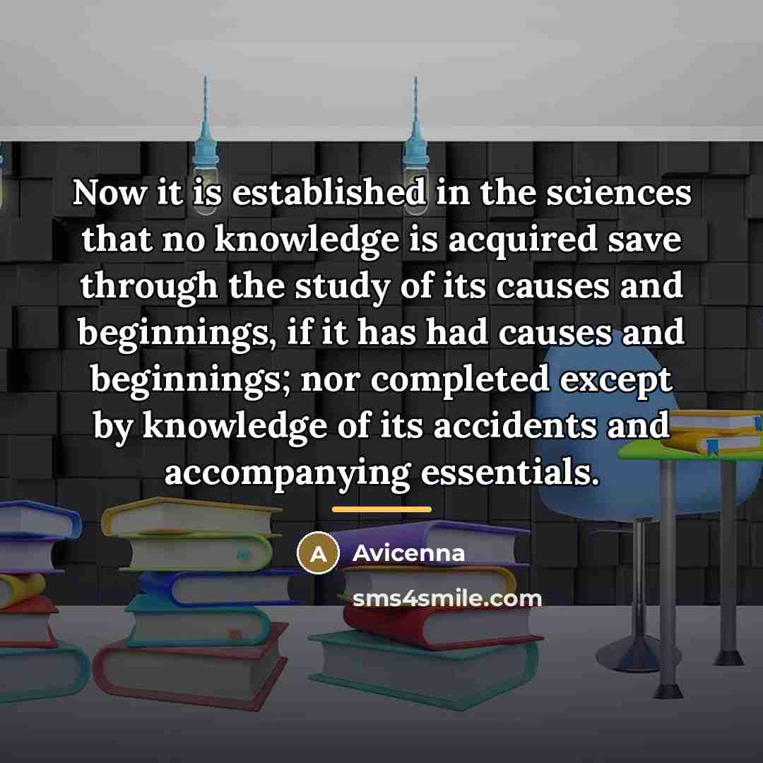 “Now it is established in the sciences that no knowledge…” quote by Avicenna