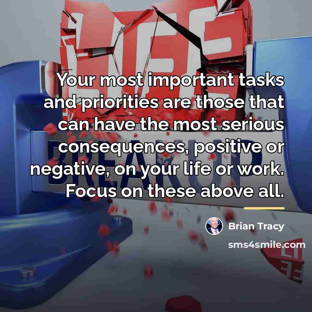 “Your most important tasks and priorities are those that can…” quote by Brian Tracy