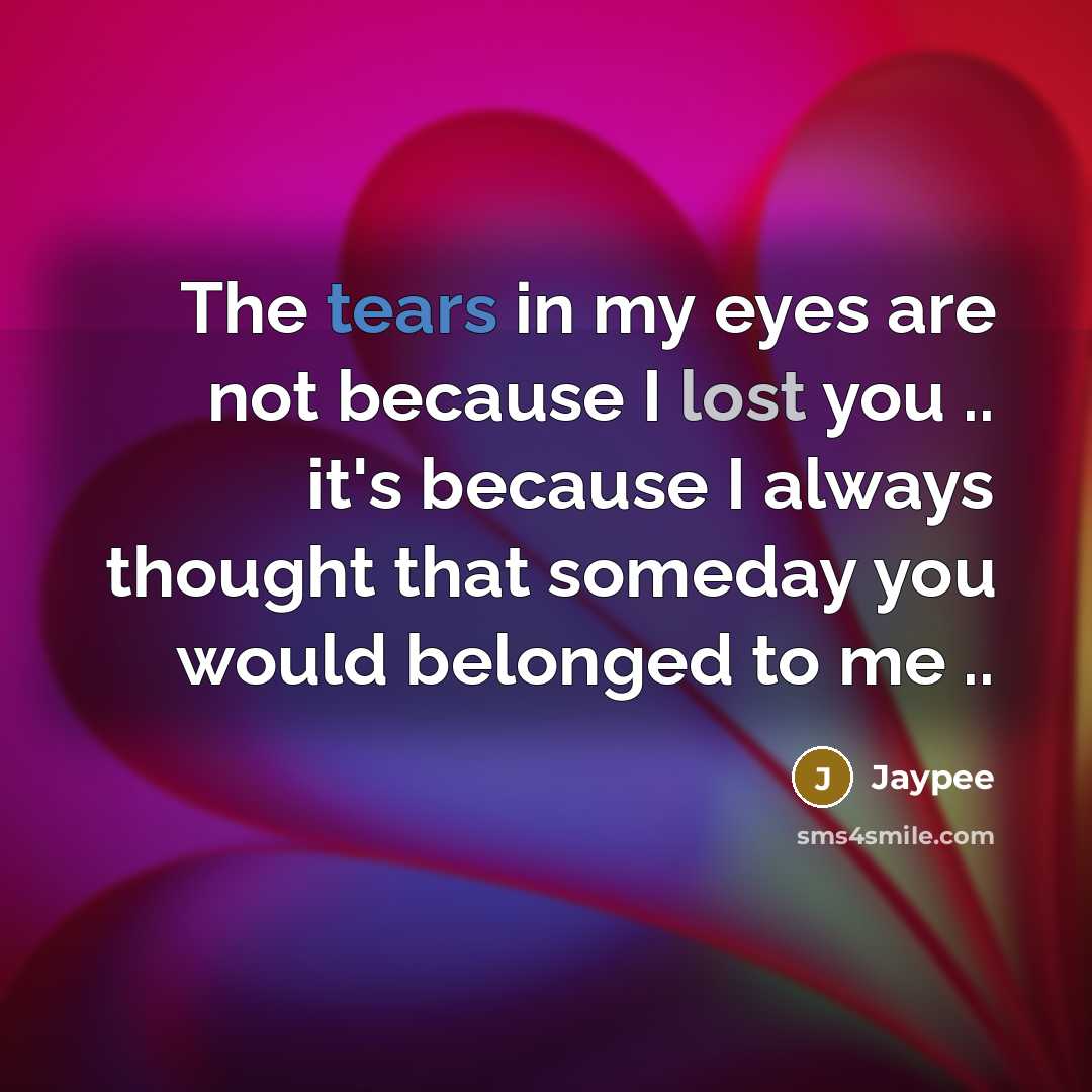 “The tears in my eyes are not because I lost…” quote by Jaypee