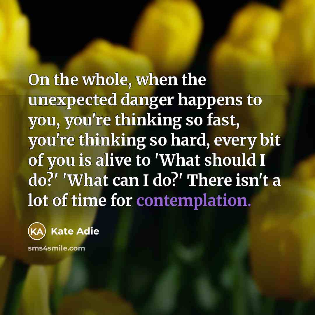 “On the whole, when the unexpected danger happens to you,…” quote by Kate Adie