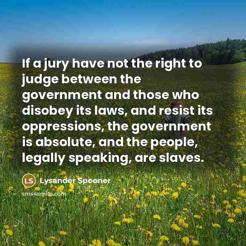 “If a jury have not the right to judge between…” quote by Lysander Spooner