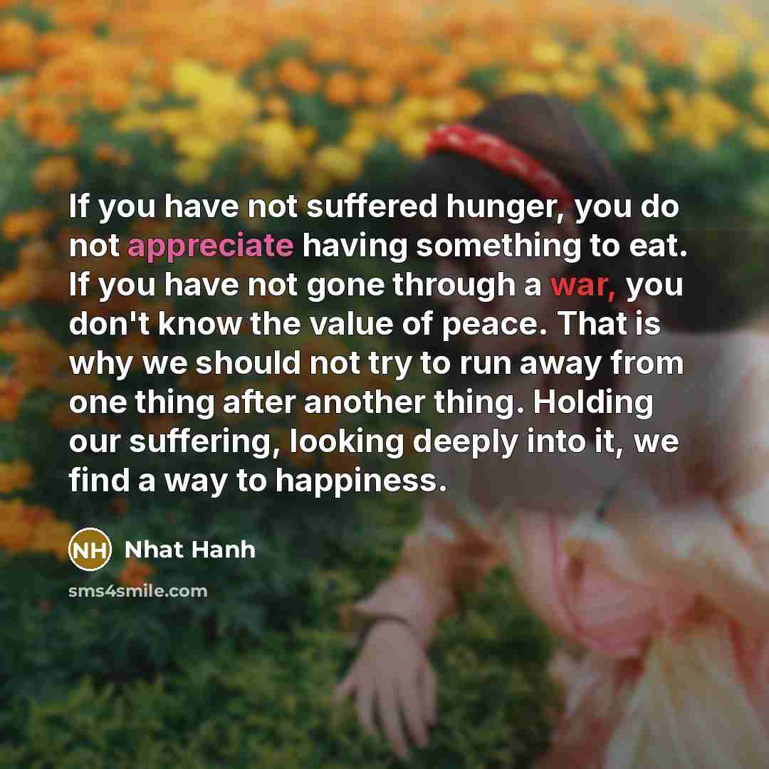 “If you have not suffered hunger, you do not appreciate…” quote by Nhat Hanh