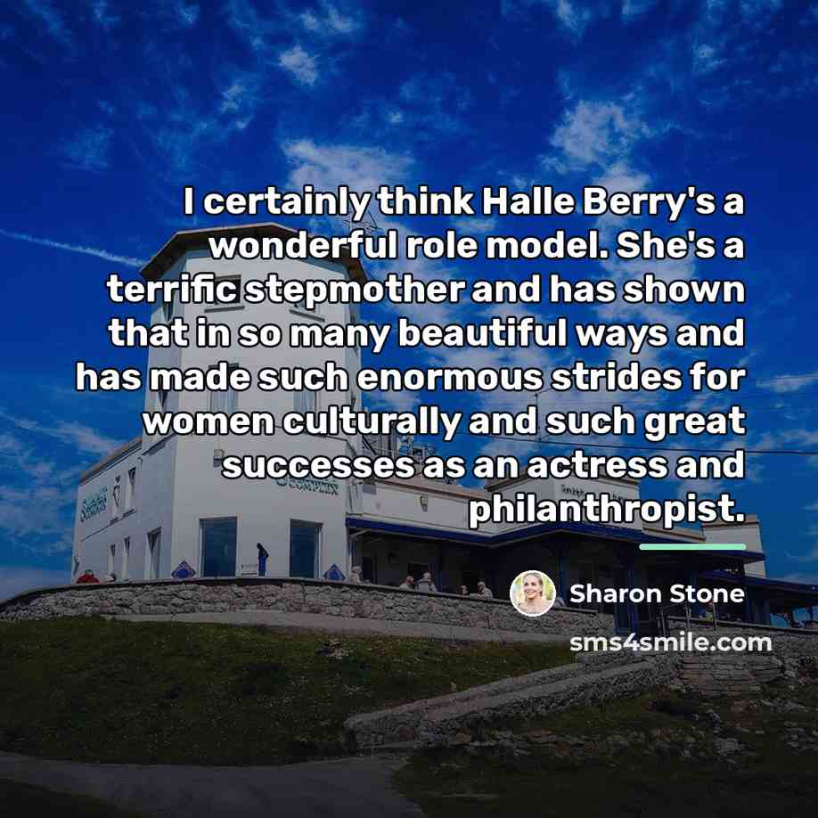 “I certainly think Halle Berry's a wonderful role model. She's…” quote by Sharon Stone