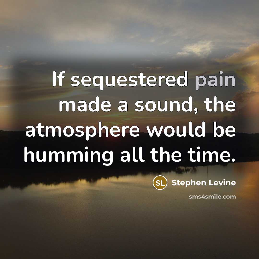 “If sequestered pain made a sound, the atmosphere would be…” quote by Stephen Levine