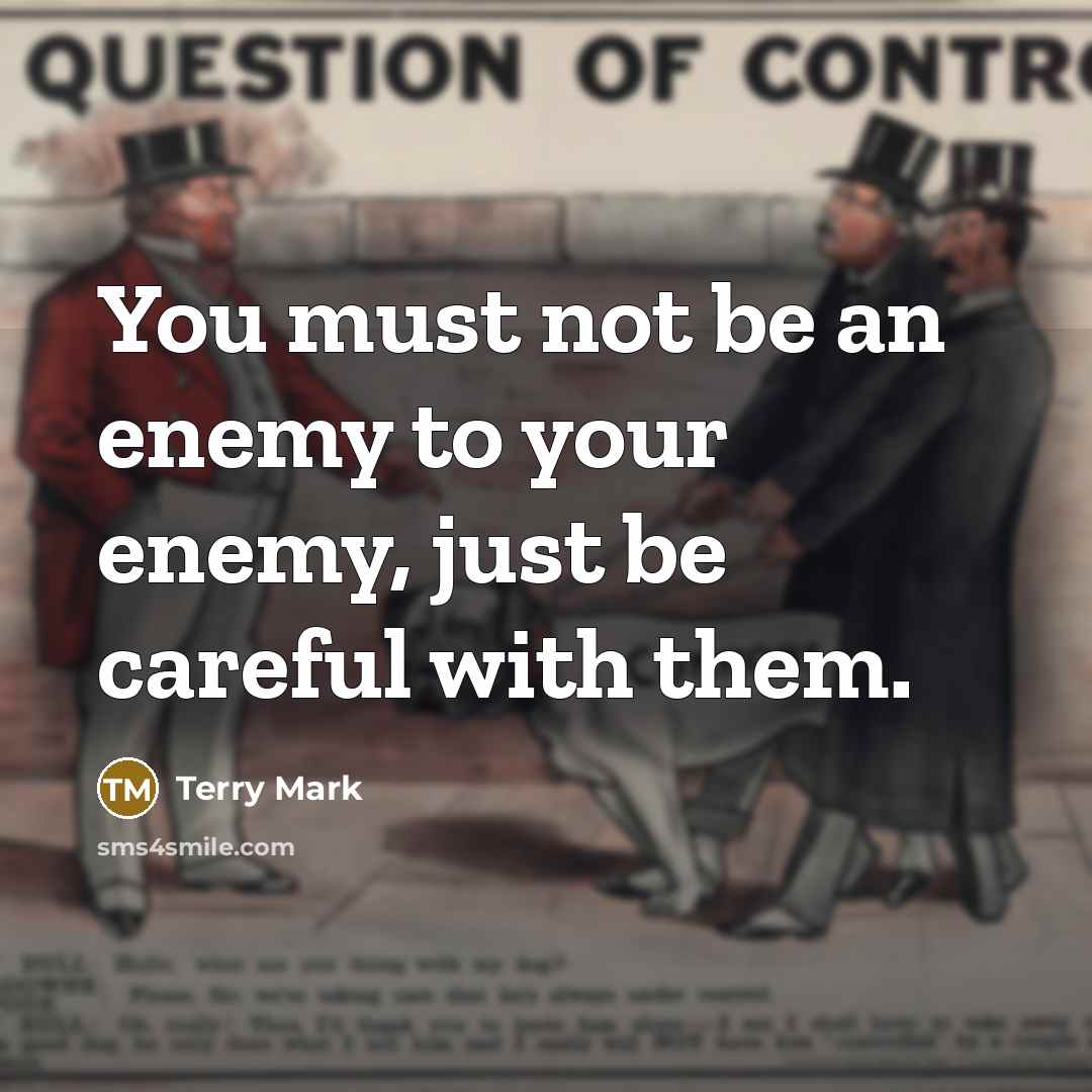 “You must not be an enemy to your enemy, just…” quote by Terry Mark