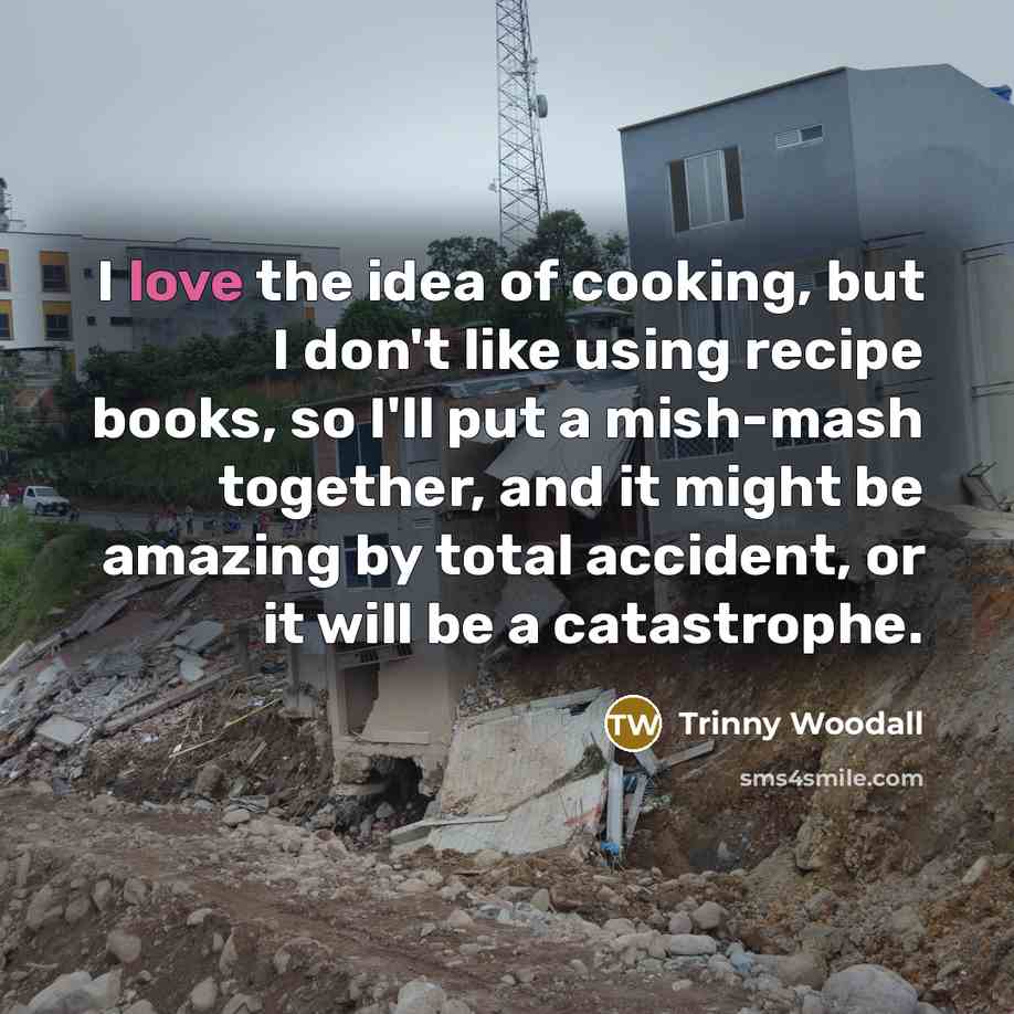 “I love the idea of cooking, but I don't like…” quote by Trinny Woodall