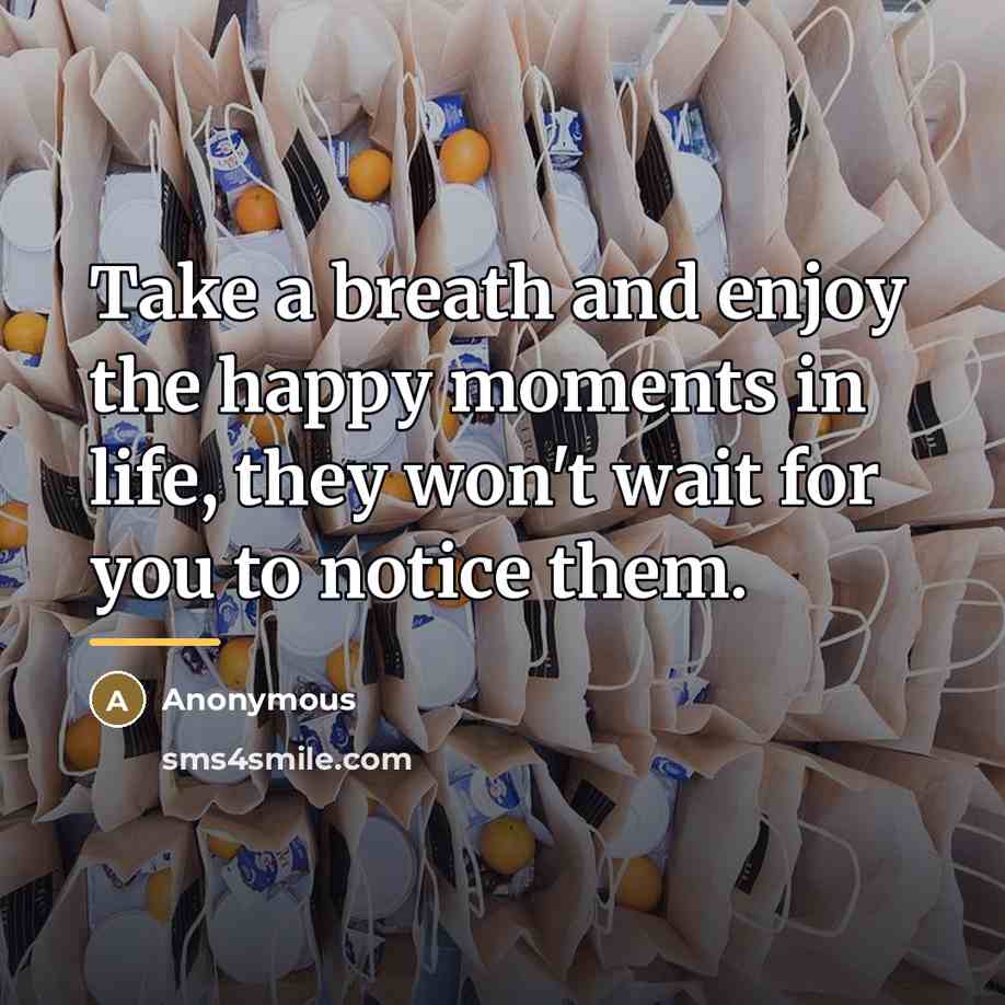 “Take a breath and enjoy the happy moments in life,…” quote by Anonymous