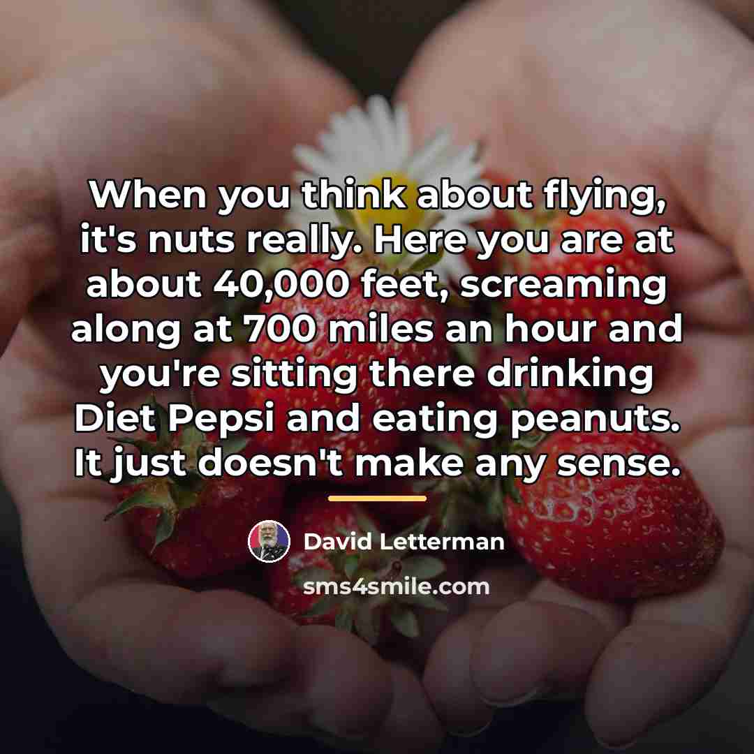 “When you think about flying, it's nuts really. Here you…” quote by David Letterman