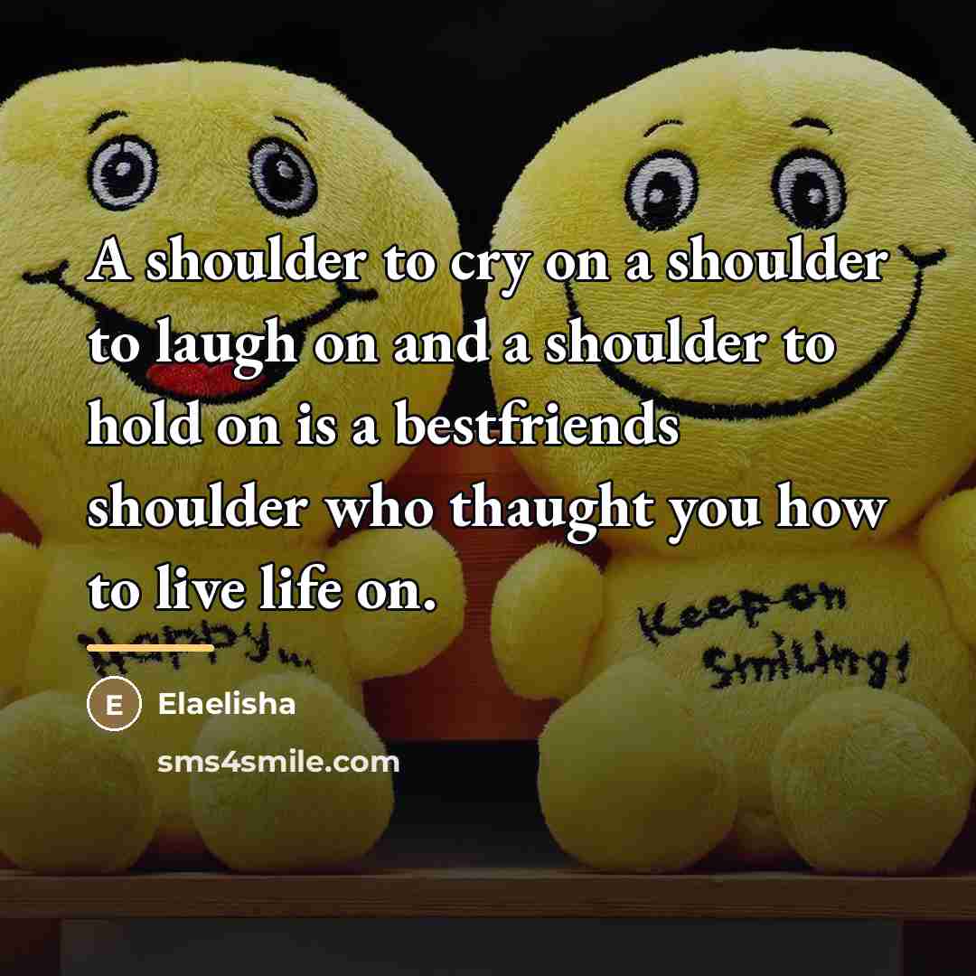“A shoulder to cry on a shoulder to laugh on…” quote by Elaelisha