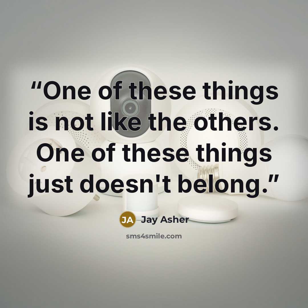 “One of these things is not like the others. One of these things just doesn't belong.” quote by Jay Asher