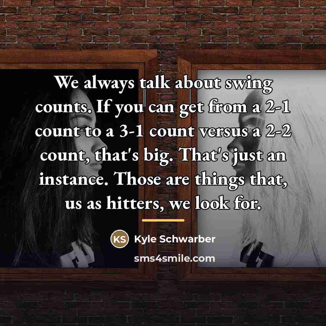 “We always talk about swing counts. If you can get…” quote by Kyle Schwarber