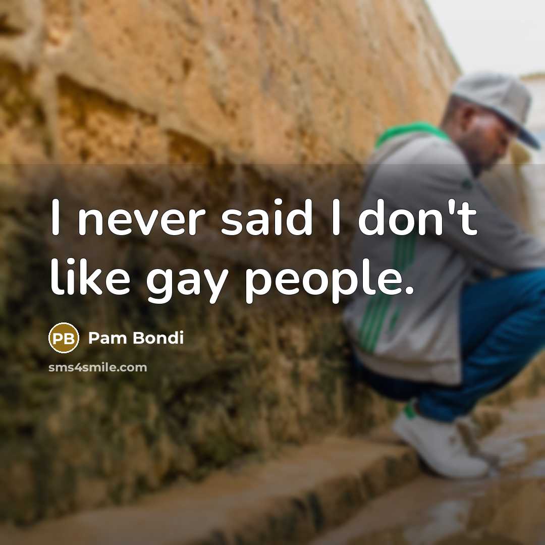 “I never said I don't like gay people.…” quote by Pam Bondi