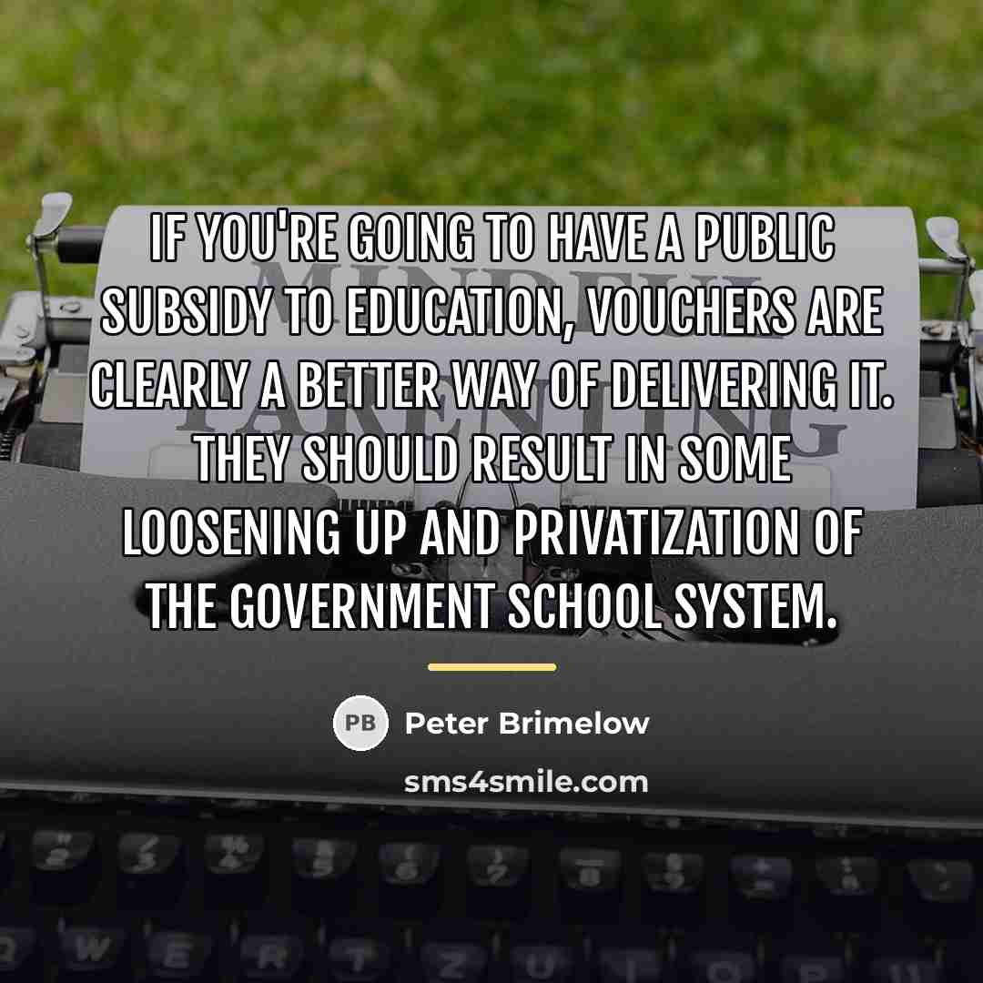 “If you're going to have a public subsidy to education,…” quote by Peter Brimelow