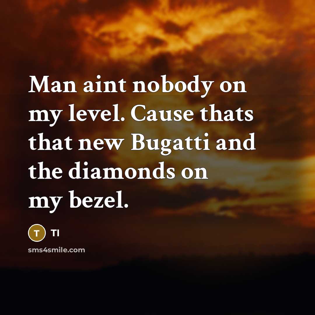 “Man aint nobody on my level. Cause thats that new…” quote by TI
