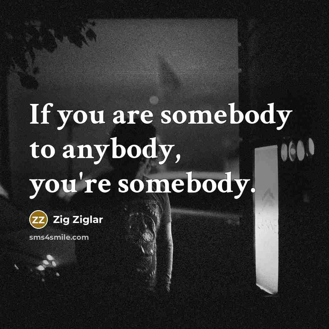 “If you are somebody to anybody, you're somebody.…” quote by Zig Ziglar