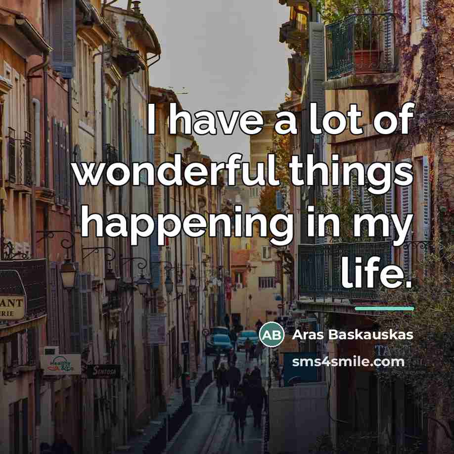 “I have a lot of wonderful things happening in my…” quote by Aras Baskauskas