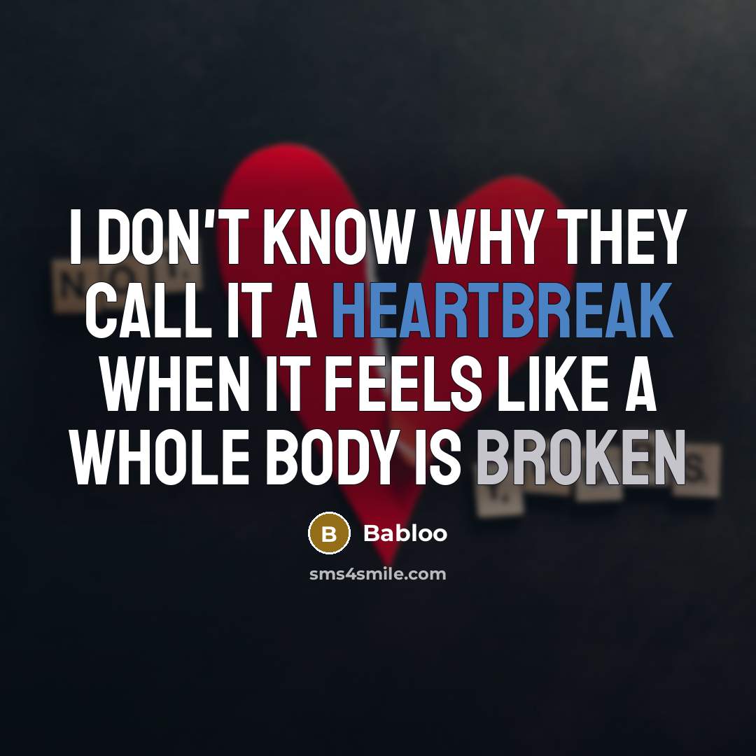 “I don't know why they call it a heartbreak when it feels like a whole body is broken” quote by Babloo
