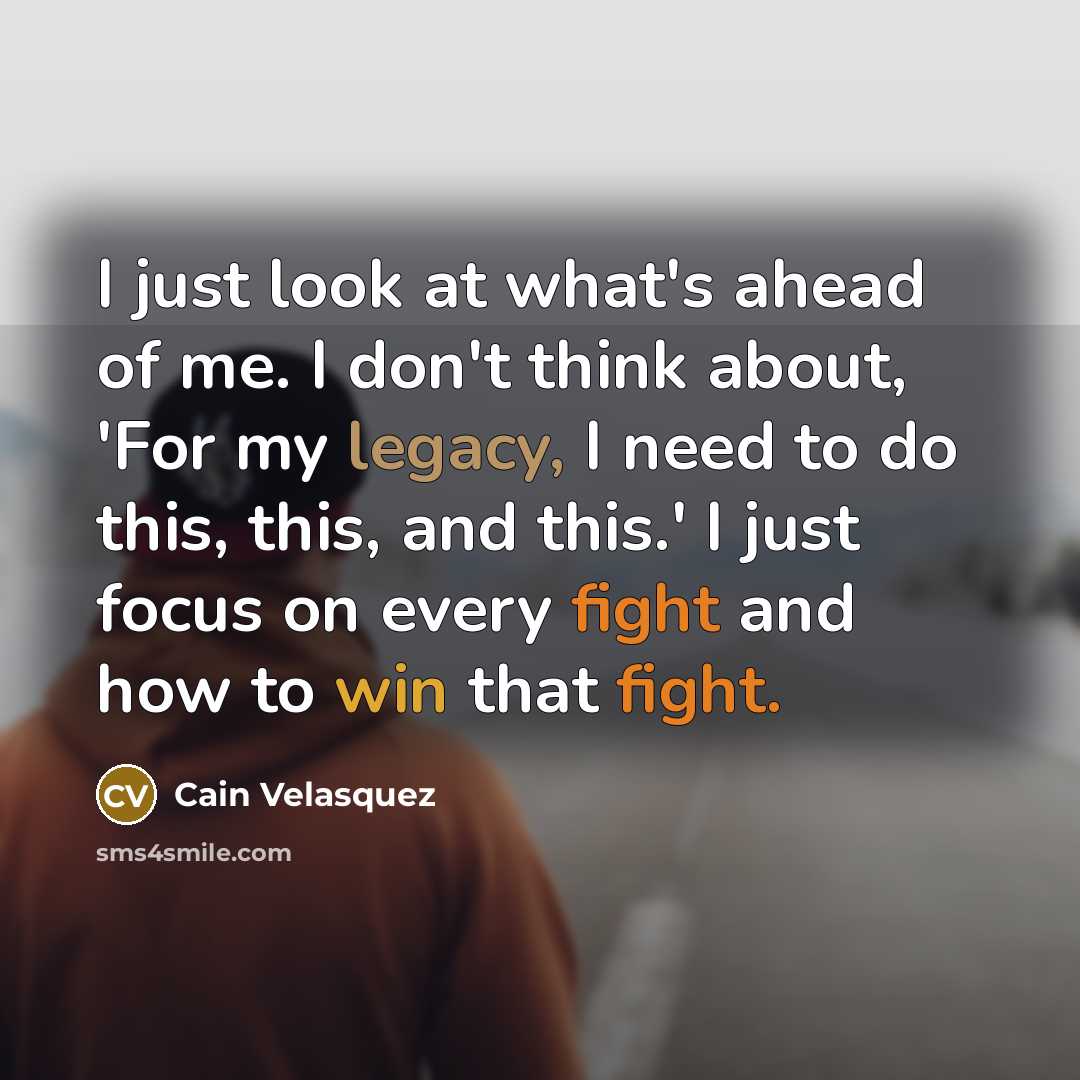 “I just look at what's ahead of me. I don't…” quote by Cain Velasquez