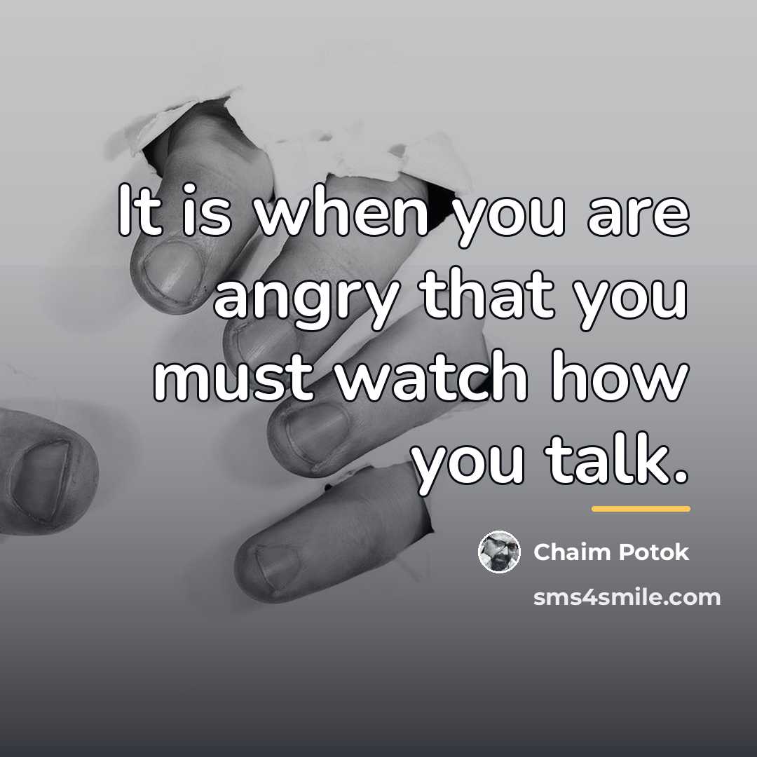 “It is when you are angry that you must watch…” quote by Chaim Potok