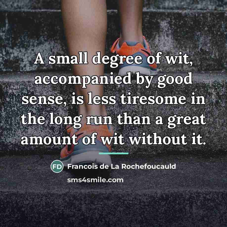 “A small degree of wit, accompanied by good sense, is…” quote by Francois de La Rochefoucauld
