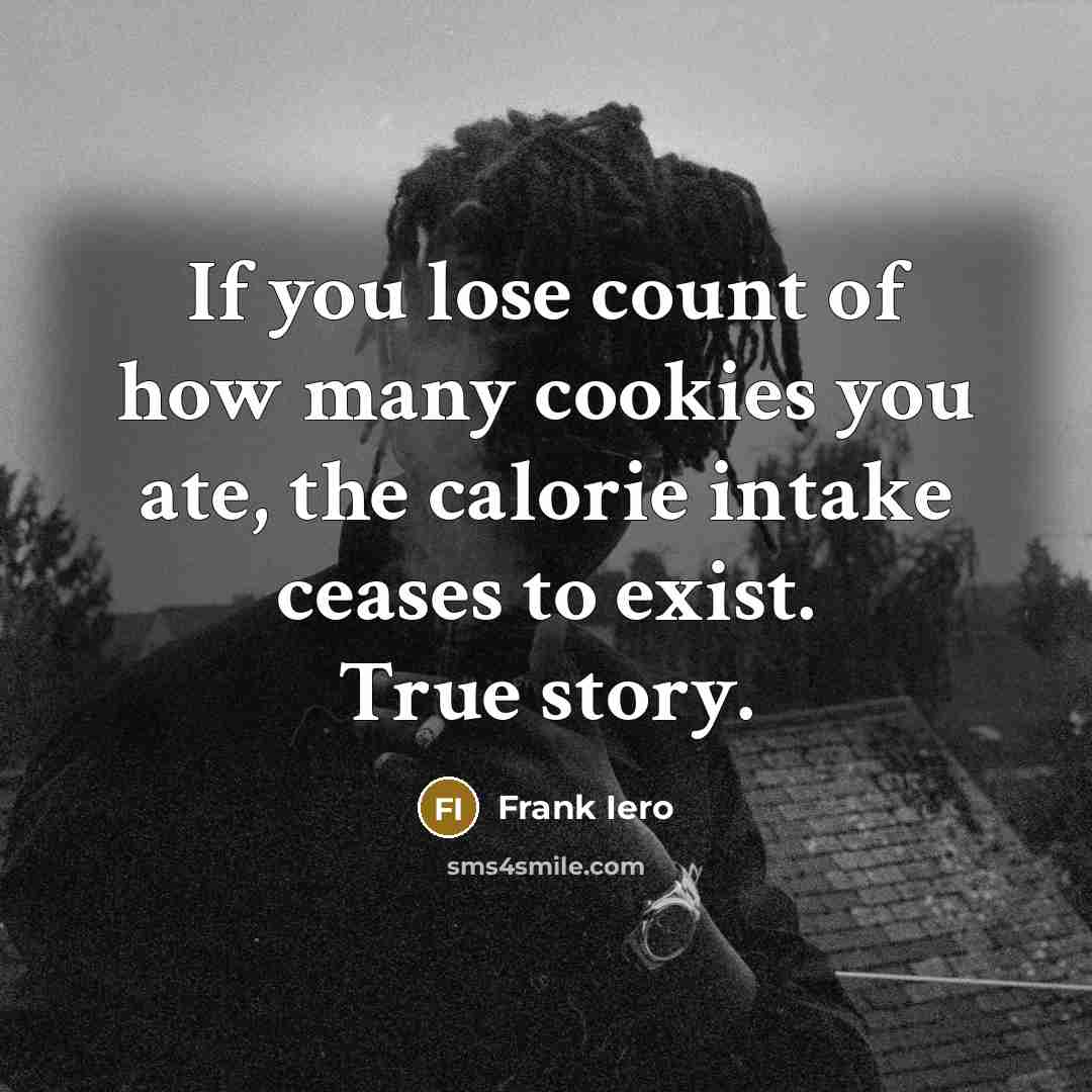 “If you lose count of how many cookies you ate,…” quote by Frank Iero