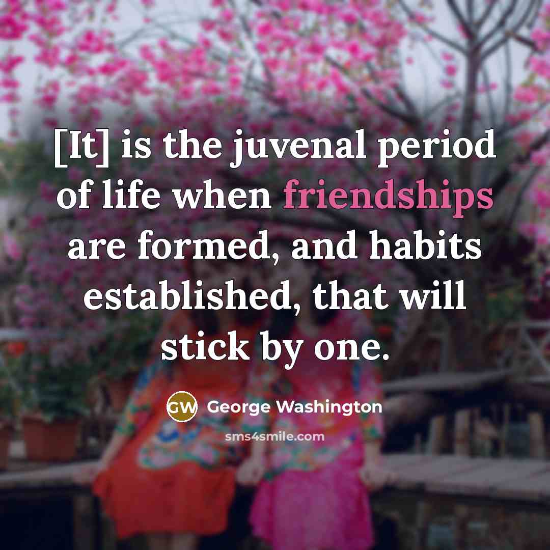 “[It] is the juvenal period of life when friendships are formed, and habits established, that will stick by one.” quote by George Washington