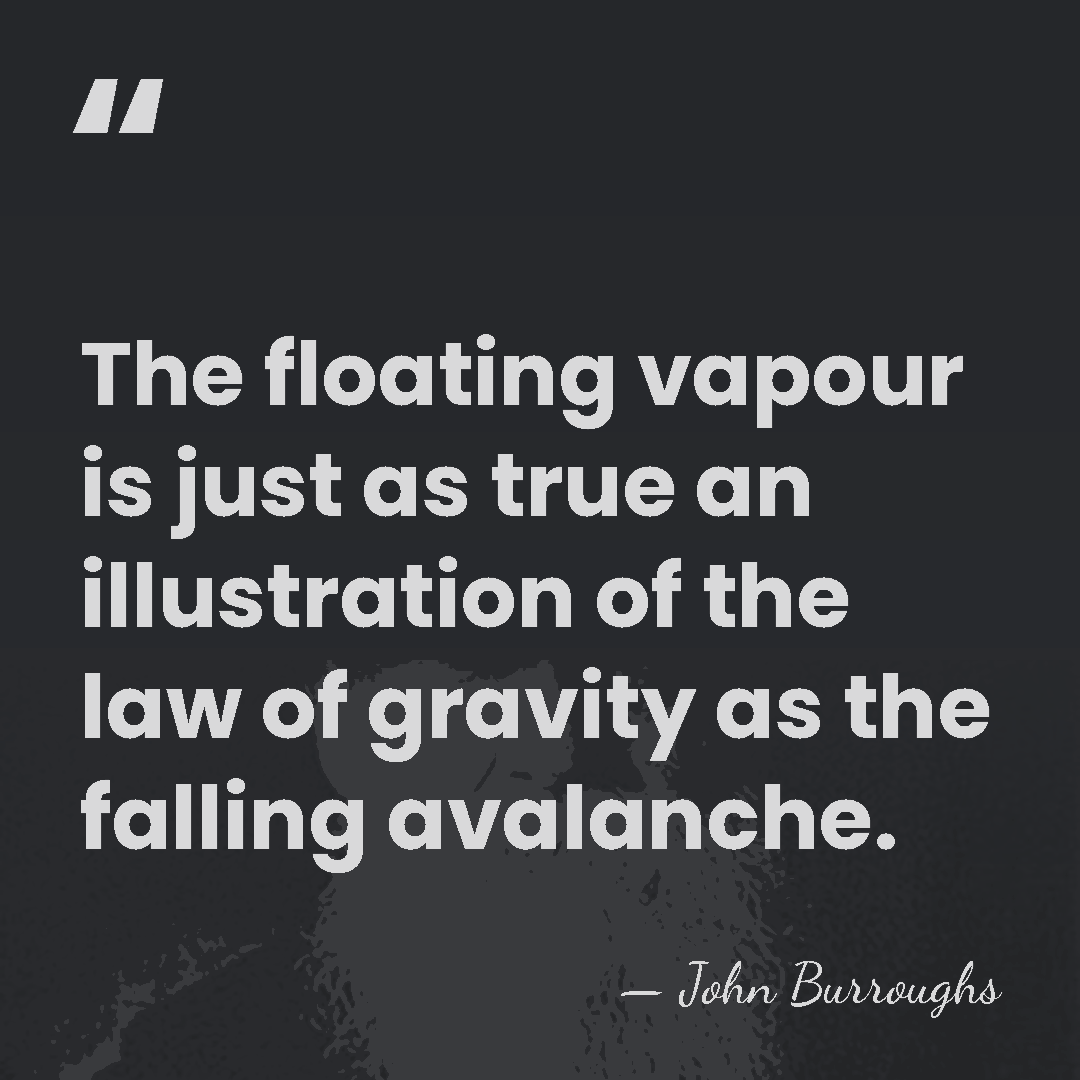 The floating vapour is just as true an illustration of the law&hellip; - John Burroughs