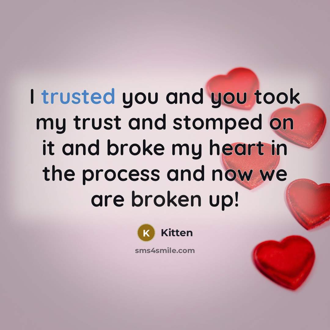“I trusted you and you took my trust and stomped…” quote by Kitten
