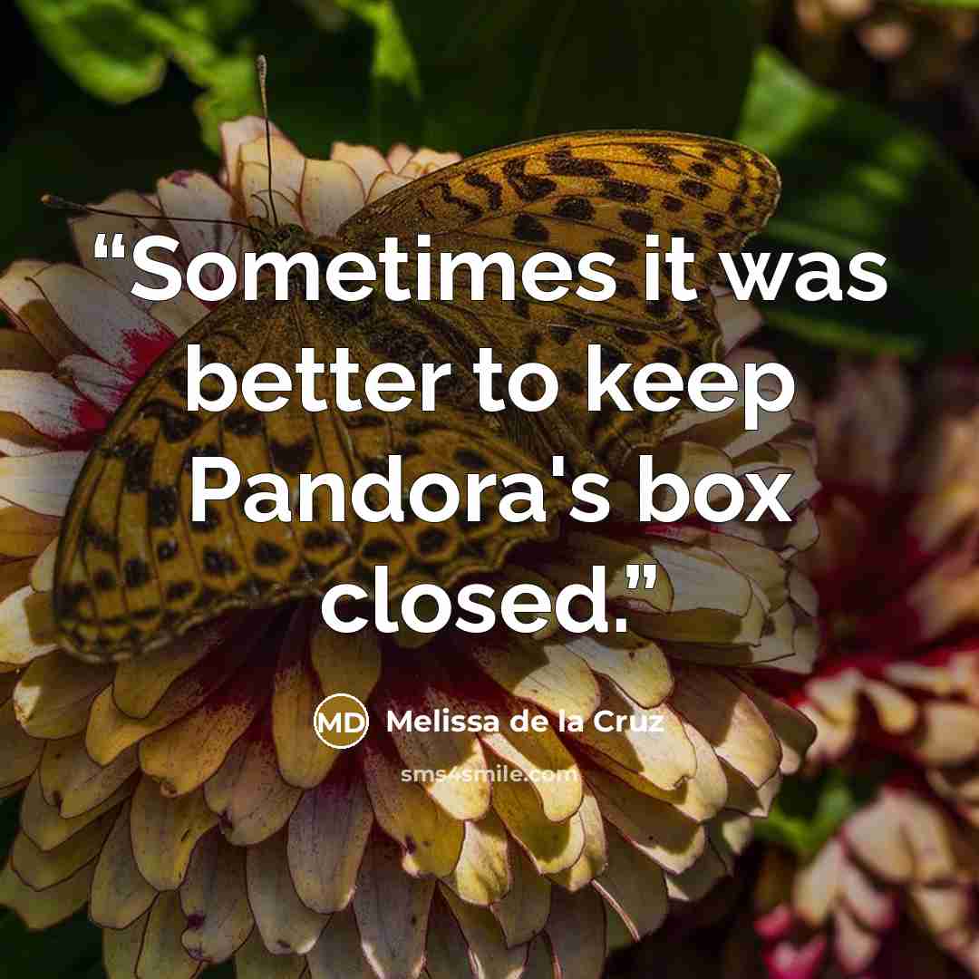 “Sometimes it was better to keep Pandora's box closed.” quote by Melissa de la Cruz