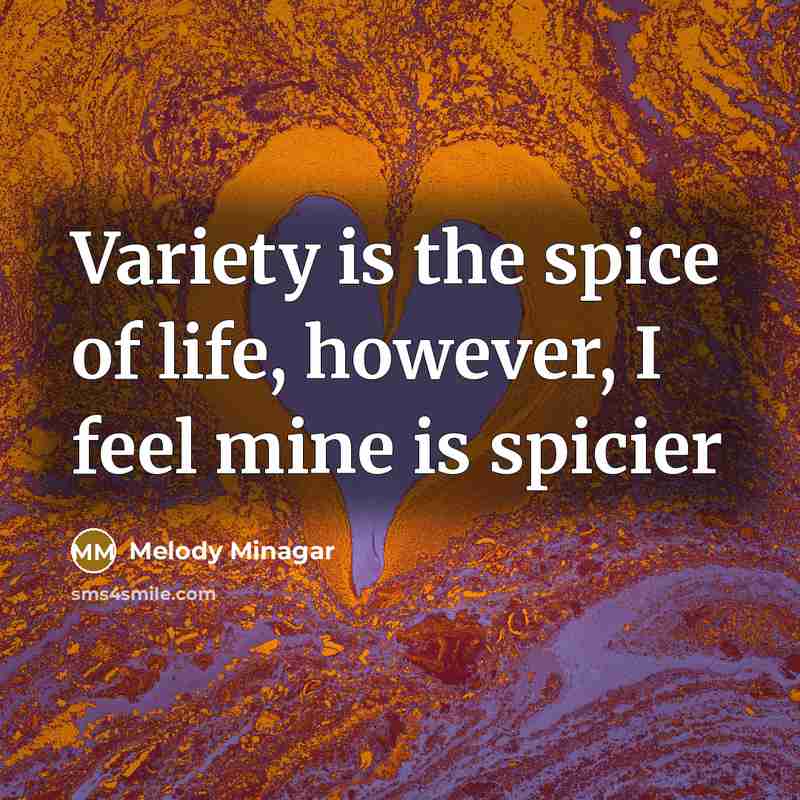 “Variety is the spice of life, however, I feel mine…” quote by Melody Minagar
