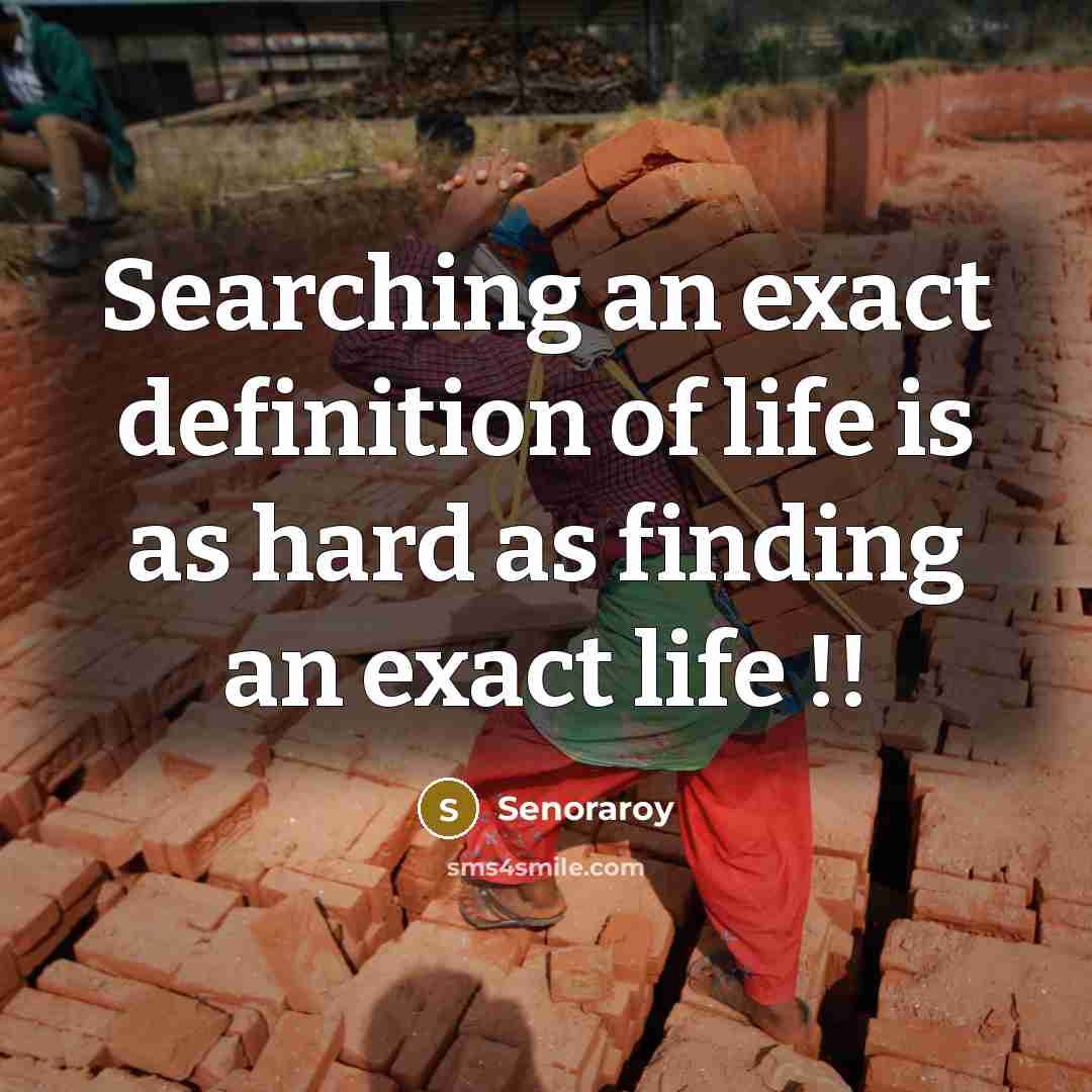 “Searching an exact definition of life is as hard as finding an exact life !!” quote by Senoraroy