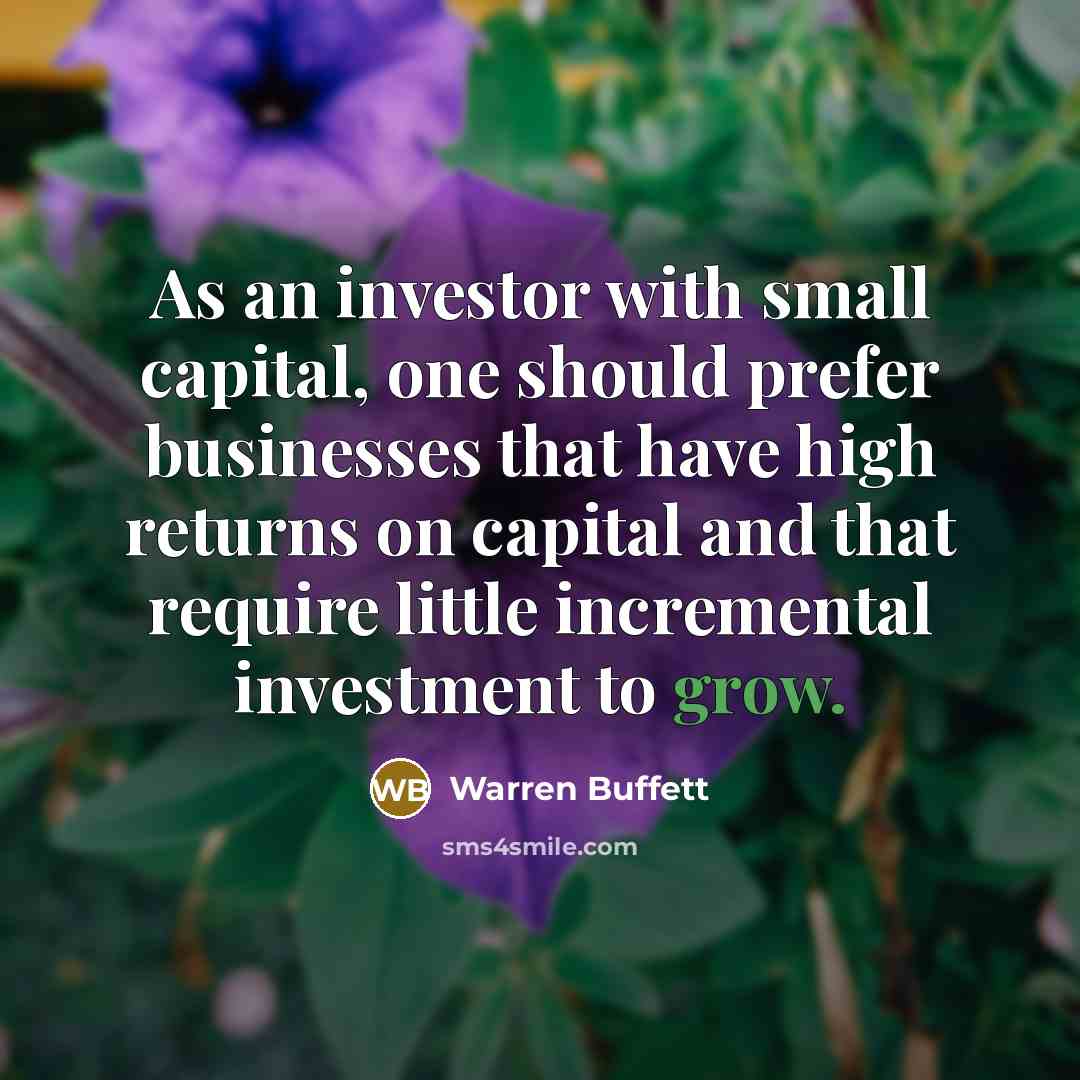 “As an investor with small capital, one should prefer businesses…” quote by Warren Buffett